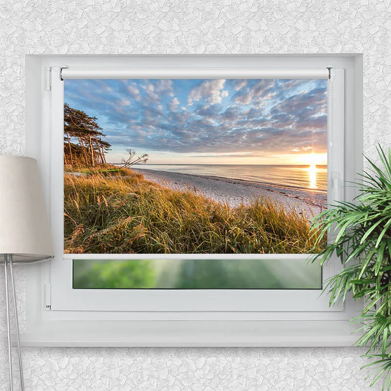 Klemmfix Rollo "Sonnenuntergang am Meer" | Motiv-Klemmrollo