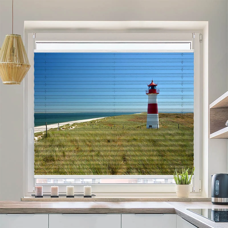 Plissee Motiv "Leuchtturm Meer"