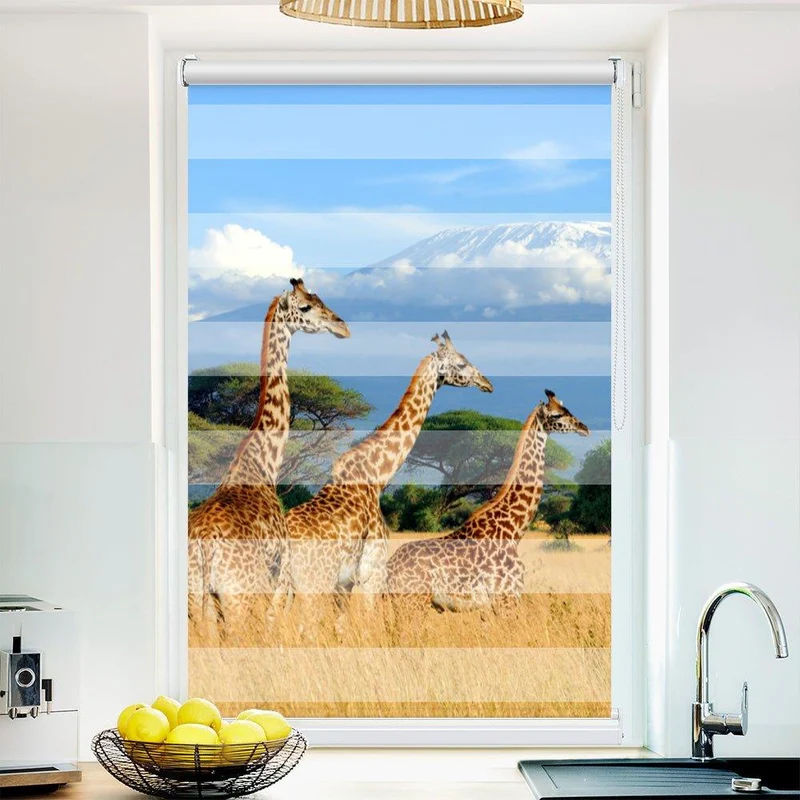 Klemmfix Doppelrollo "Giraffen Afrika" | Klemm Doppelrollo