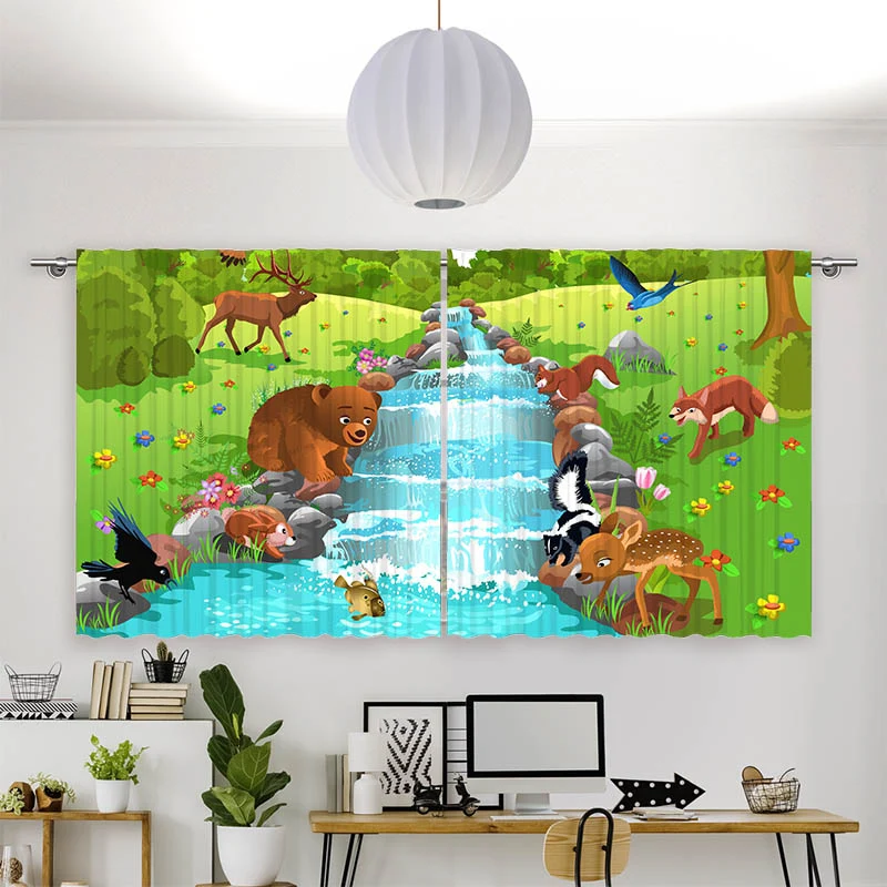 Vorhang Motiv "Tiere am Fluss"