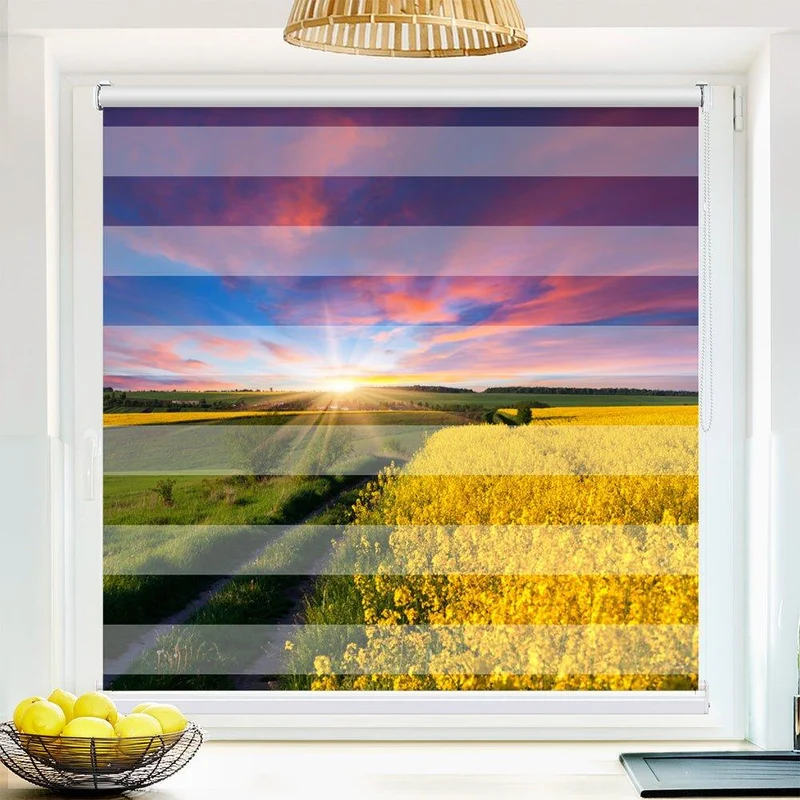 Klemmfix Doppelrollo "Rapsfeld Sonnenaufgang" | Klemm Doppelrollo