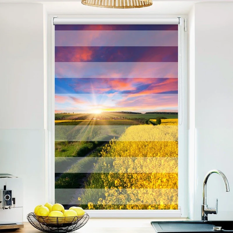Klemmfix Doppelrollo "Rapsfeld Sonnenaufgang" | Klemm Doppelrollo