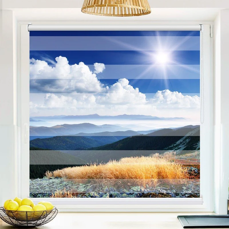 Klemmfix Doppelrollo "Berglandschaft Aussicht" | Klemm Doppelrollo