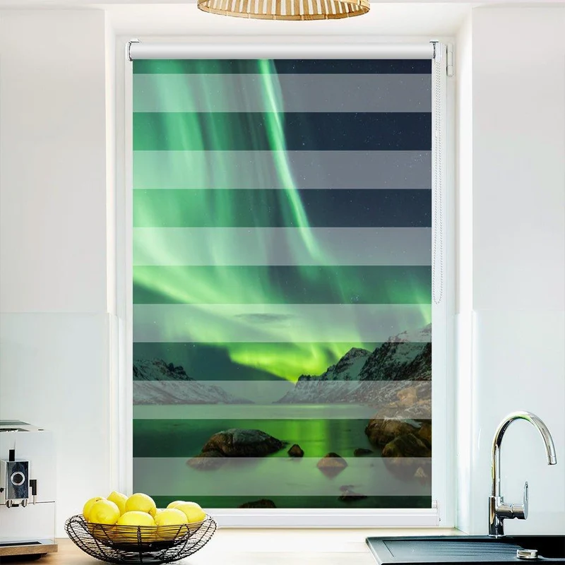 Klemmfix Doppelrollo "Nordlicht Fjord Norwegen" | Klemm Doppelrollo