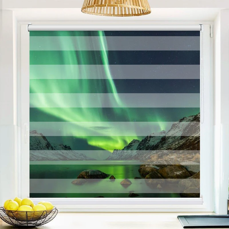 Klemmfix Doppelrollo "Nordlicht Fjord Norwegen" | Klemm Doppelrollo