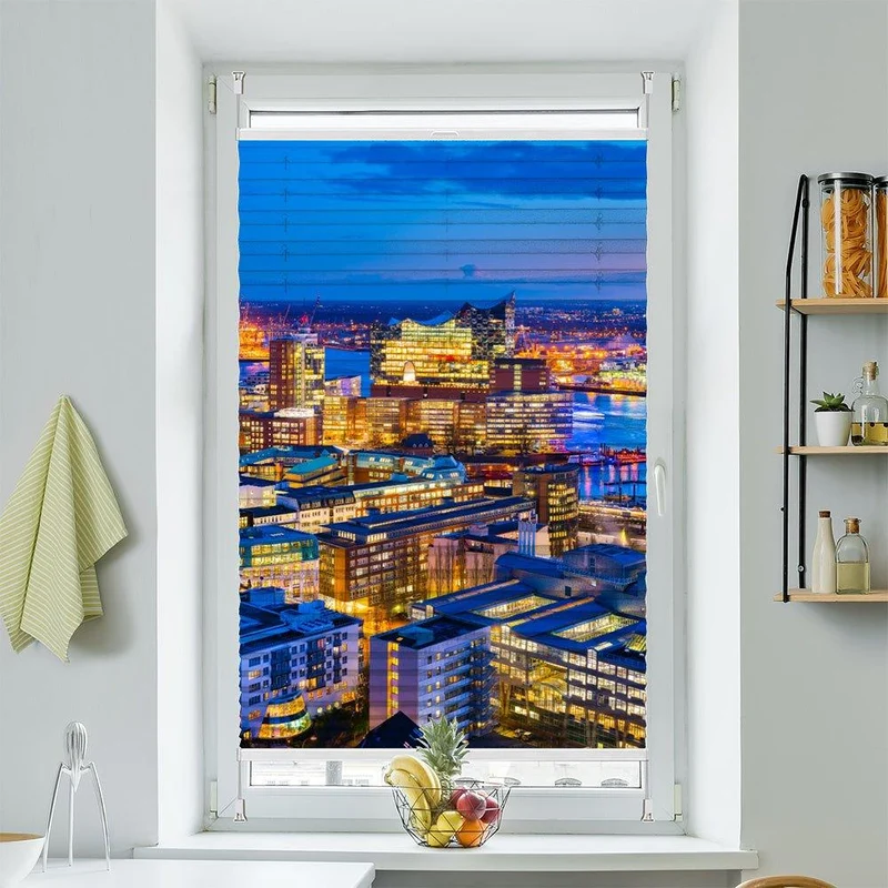 Plissee Motiv "Hamburg Skyline"