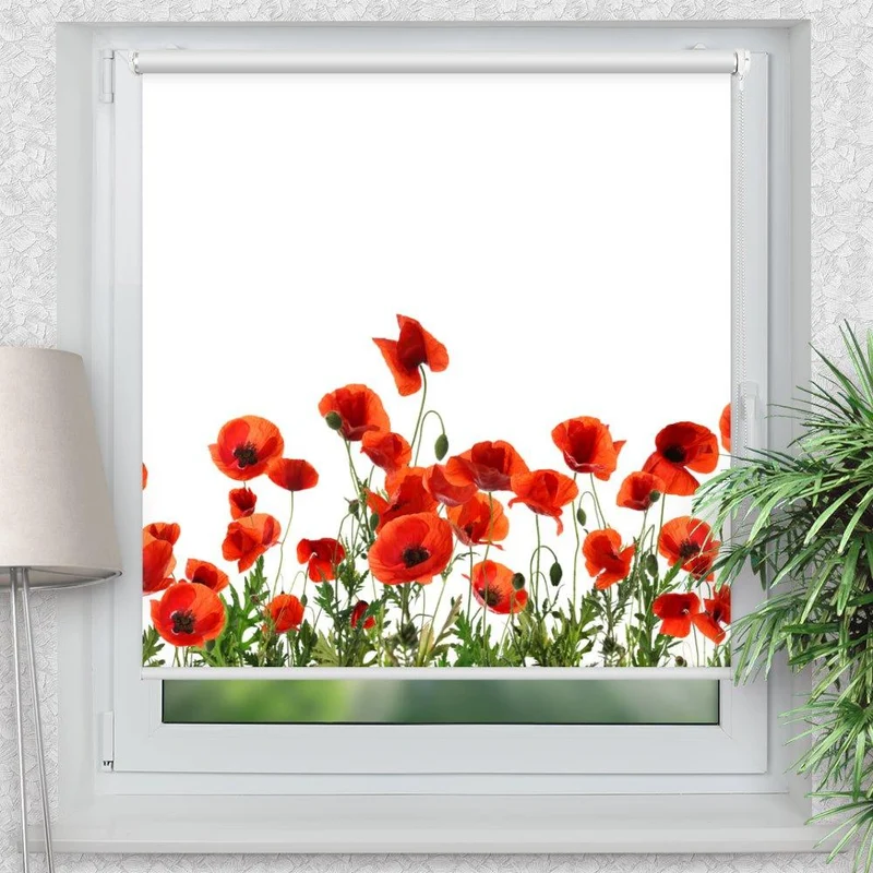 Klemmfix Rollo "Roter Mohn" | Motiv-Klemmrollo
