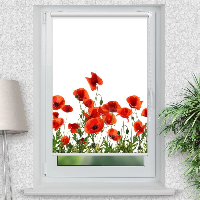 Klemmfix Rollo "Roter Mohn" | Motiv-Klemmrollo