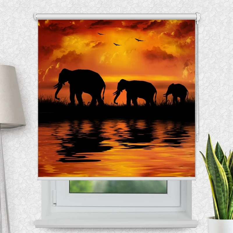 Motivrollo 'Elefantenherde Elefantenherde' | Bis B 430 x H 440 cm