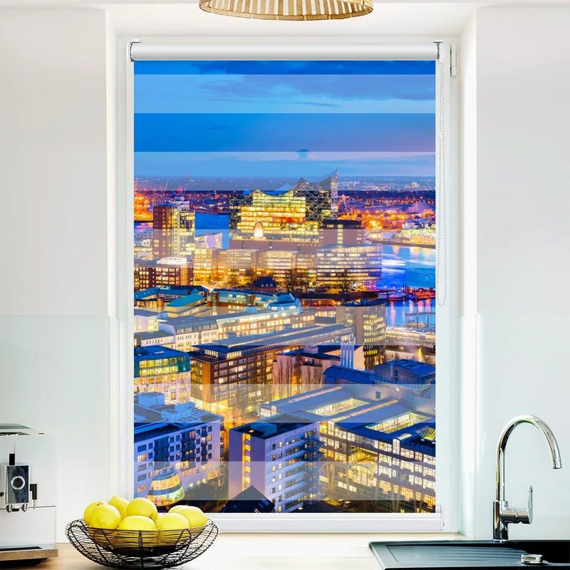Klemmfix Doppelrollo "Hamburg Skyline" | Klemm Doppelrollo