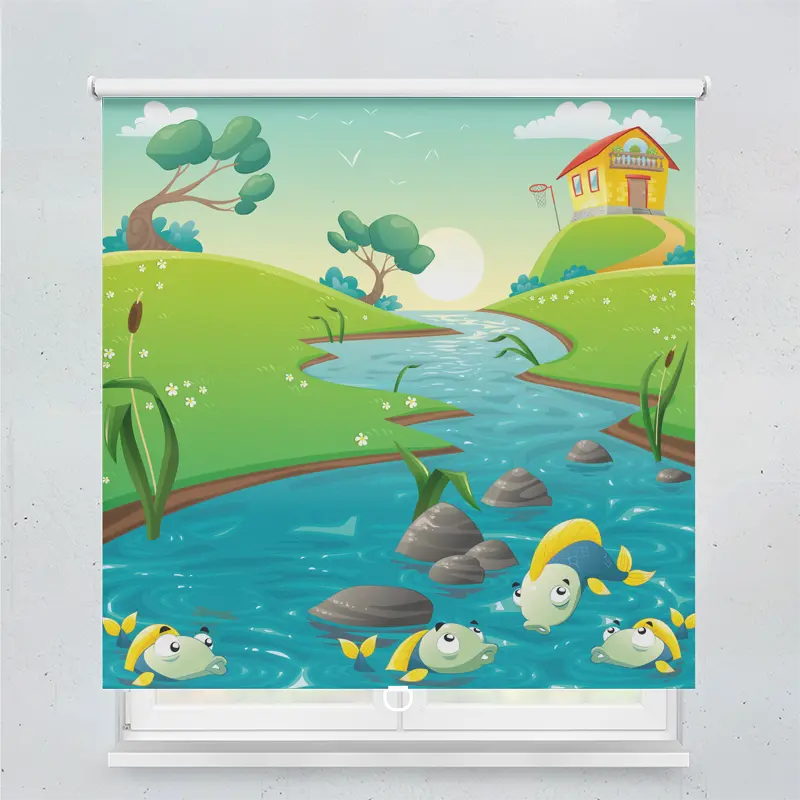 Springrollo Motiv "Fluss Mit Fischen"