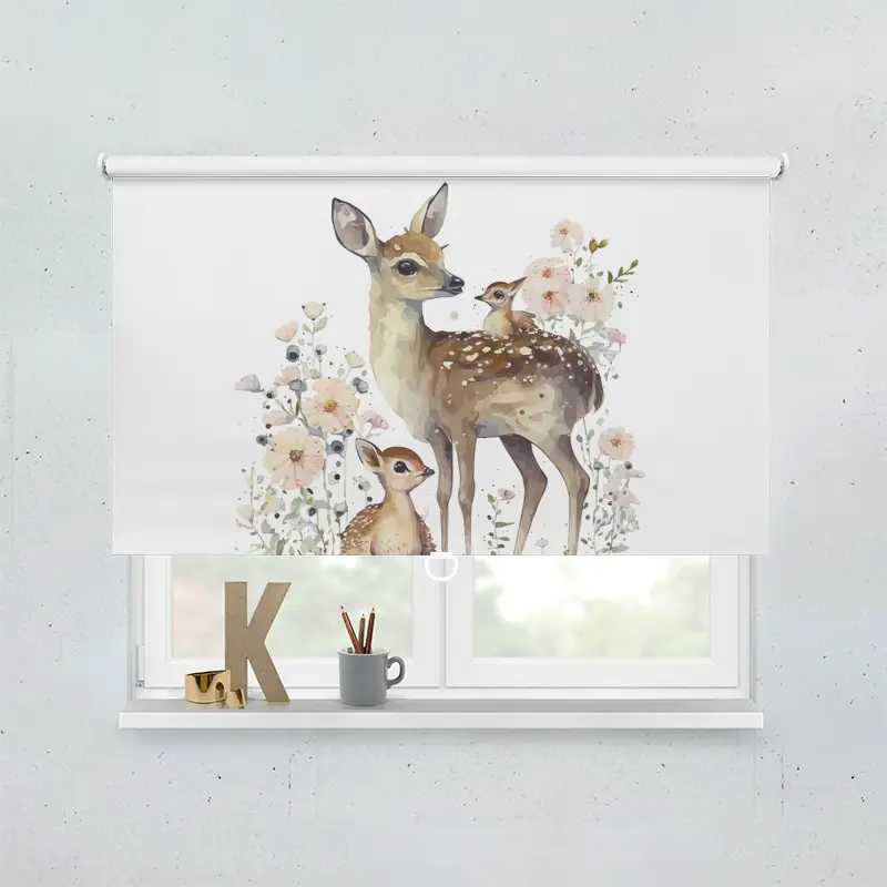 Springrollo Motiv "Reh Wald Gemalt"