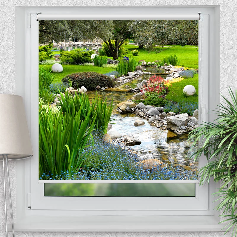 Klemmfix Rollo "Wunderschoener Garten" | Motiv-Klemmrollo