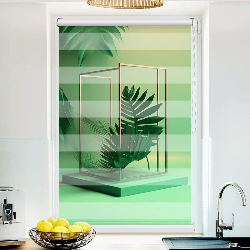 Klemmfix Doppelrollo "Frame art Palme" | Klemm Doppelrollo