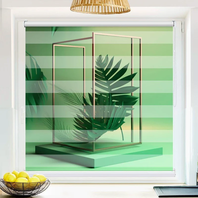 Klemmfix Doppelrollo "Frame art Palme" | Klemm Doppelrollo