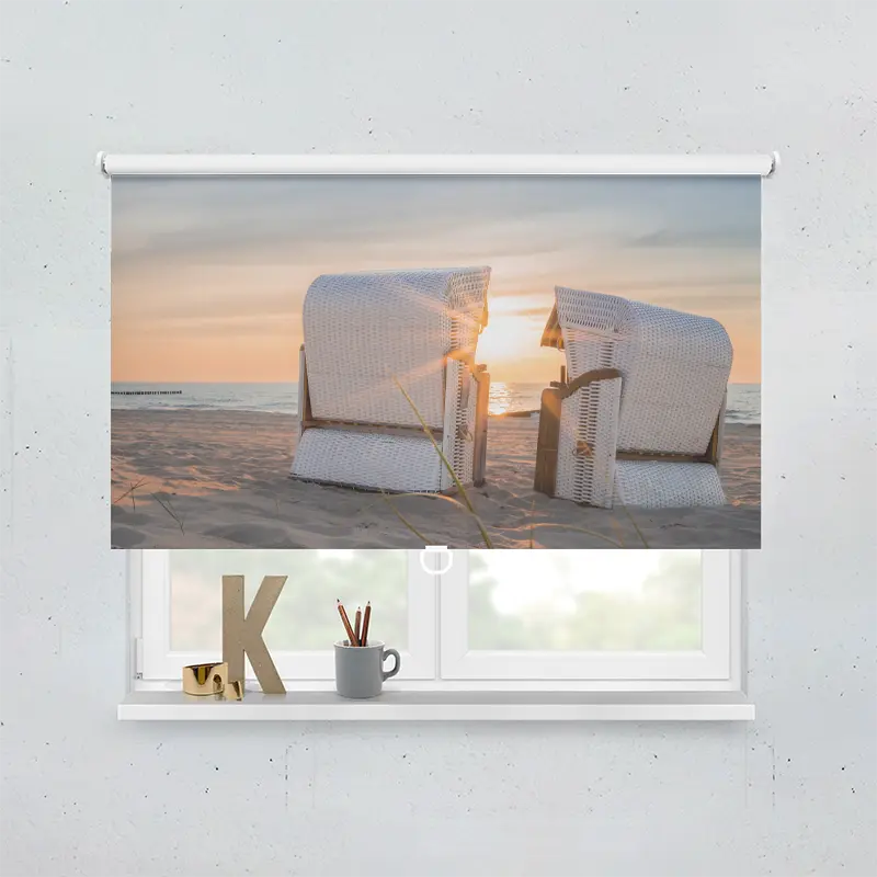Springrollo Motiv "Strandkoerbe Meer Romantisch"