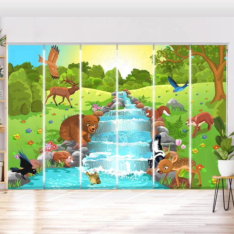 Schiebegardine Motiv "Tiere am Fluss"