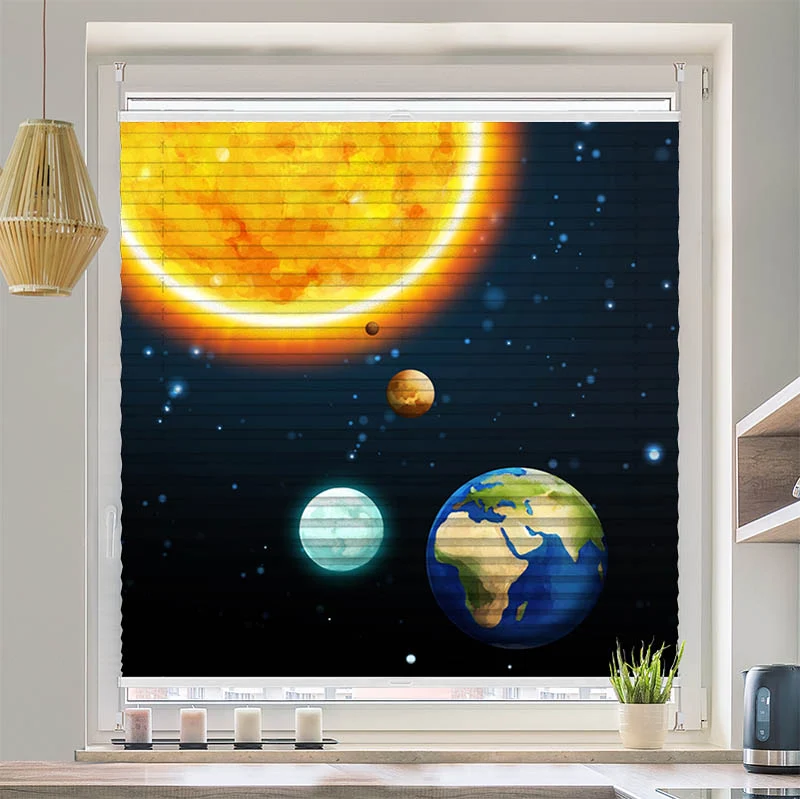 Plissee Motiv "Sonne und Planeten"