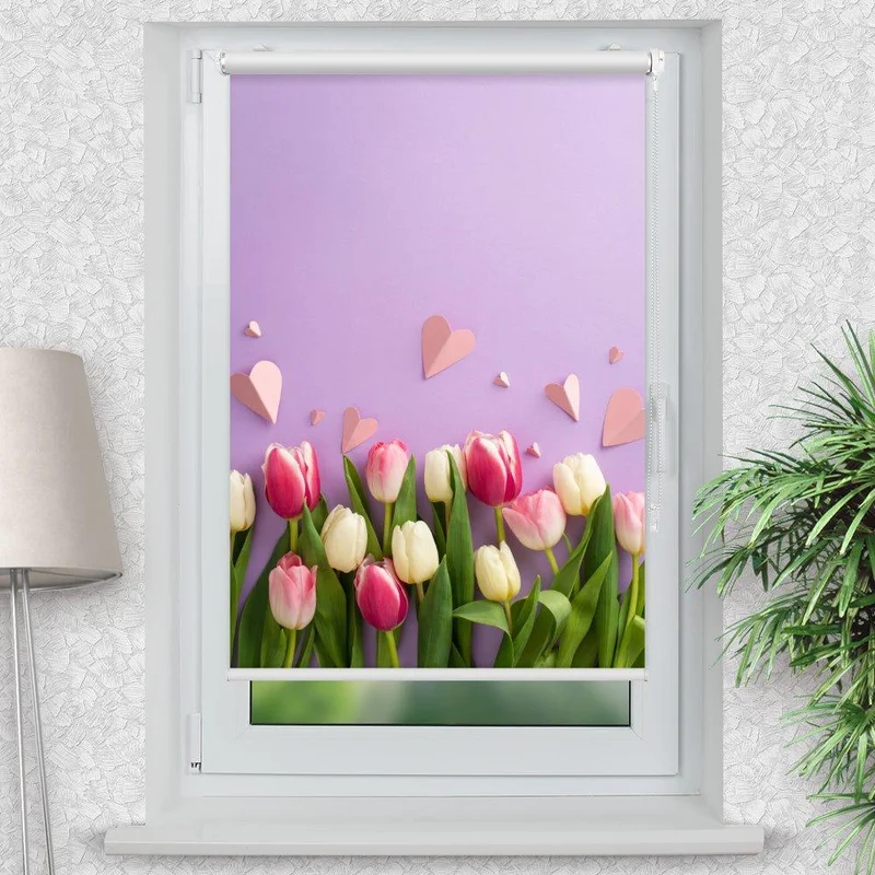 Klemmfix Rollo "Tulpen lila Hintergrund" | Motiv-Klemmrollo