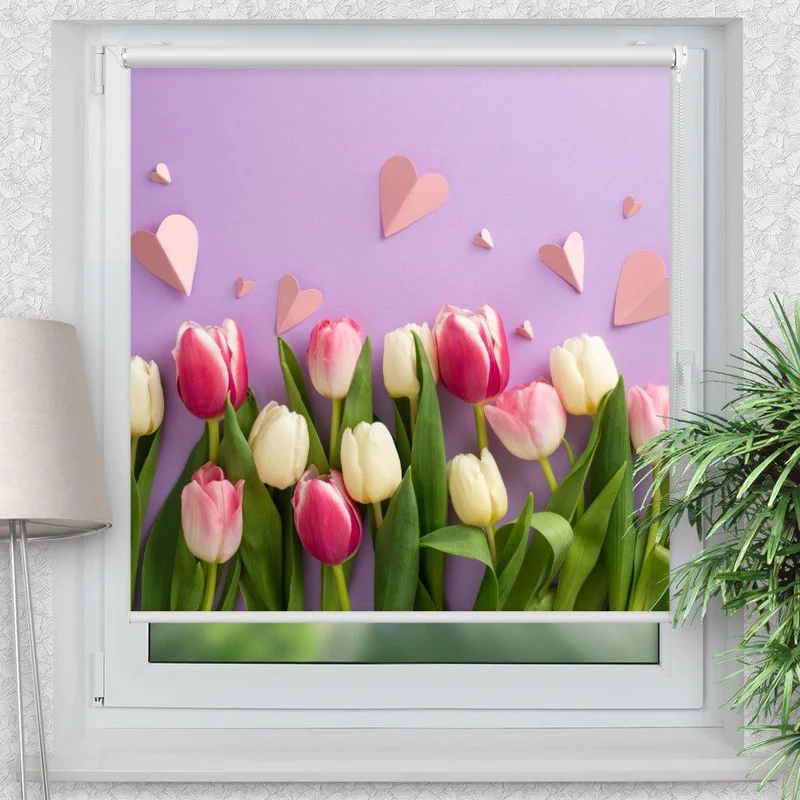 Klemmfix Rollo "Tulpen lila Hintergrund" | Motiv-Klemmrollo