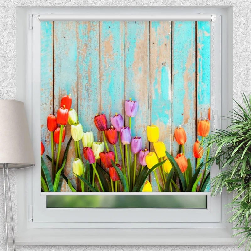 Klemmfix Rollo "Tulpen vintage" | Motiv-Klemmrollo