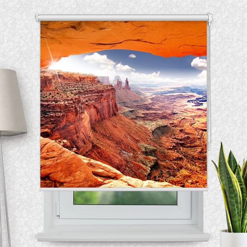 Motivrollo 'Steinwueste Rote Felsen' | Bis B 430 x H 440 cm