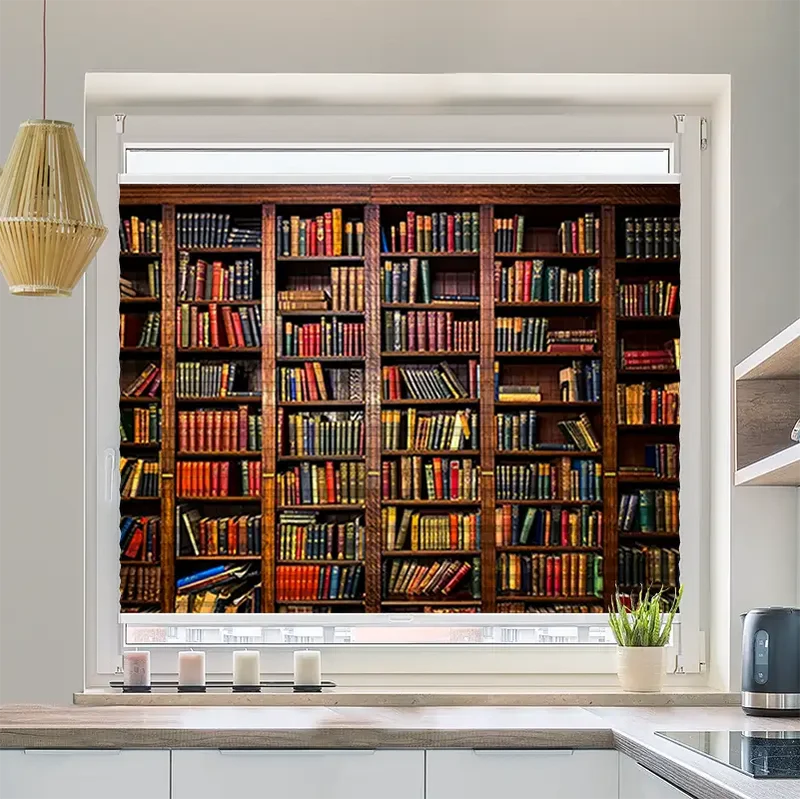 Wabenplissee Motiv "Altes Bücherregal"