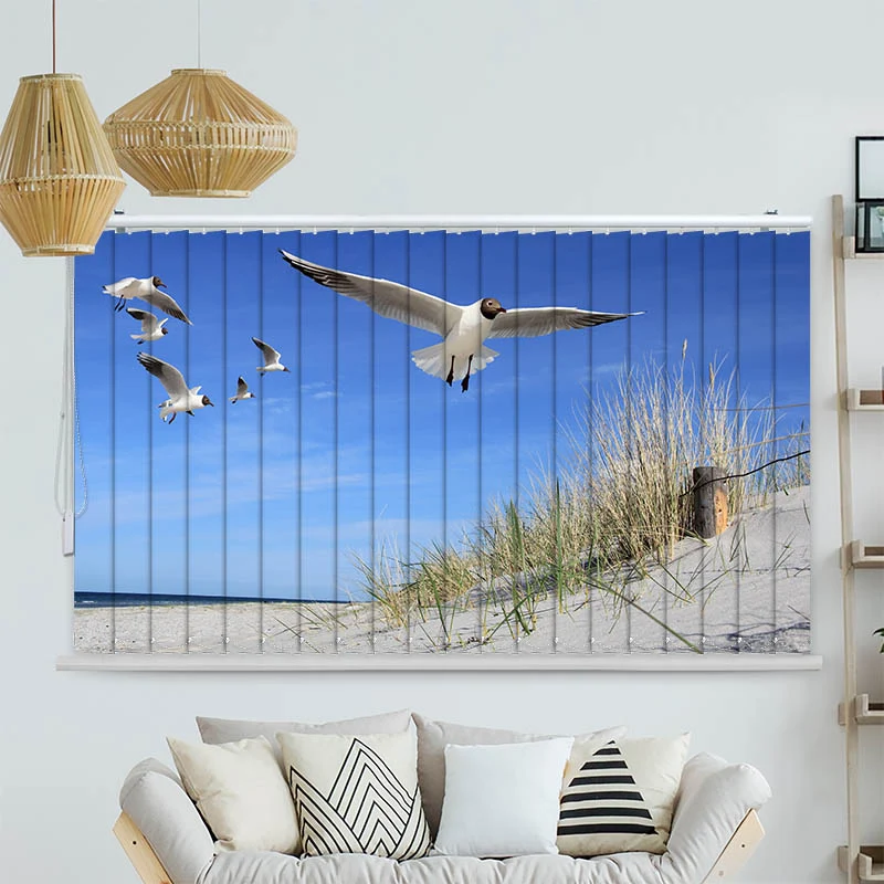 Lamellenvorhang Motiv "Moewen am Strand"