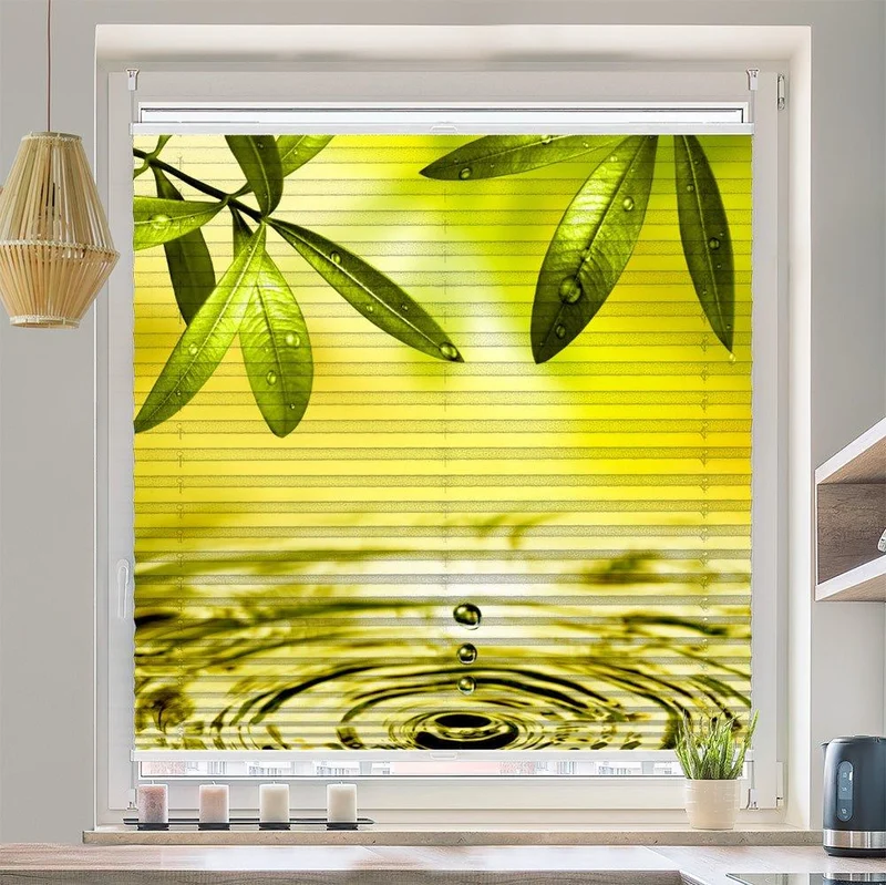 Plissee Motiv "Olivenbaum Wasser Tropfen"
