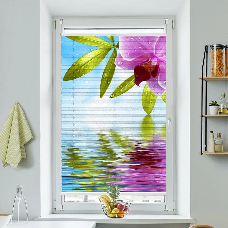 Plissee Motiv "Orchidee Wasser Spiegelung"