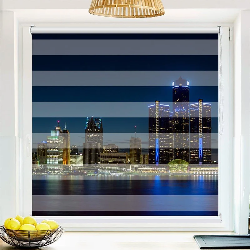 Klemmfix Doppelrollo "Skyline Nacht" | Klemm Doppelrollo