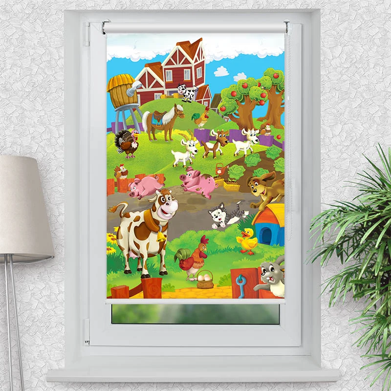 Klemmfix Rollo "Bauernhof Tiere" | Motiv-Klemmrollo