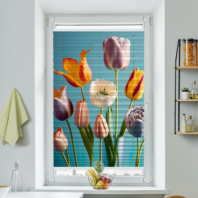 Plissee Motiv "Blume pop art"