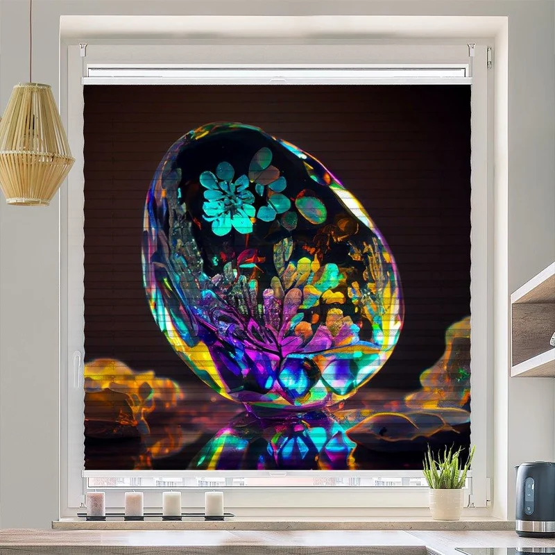 Plissee Motiv "Kristall bunt Opal"