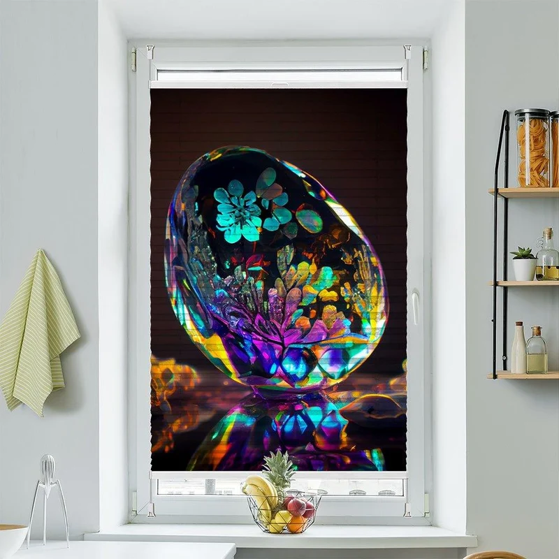 Plissee Motiv "Kristall bunt Opal"