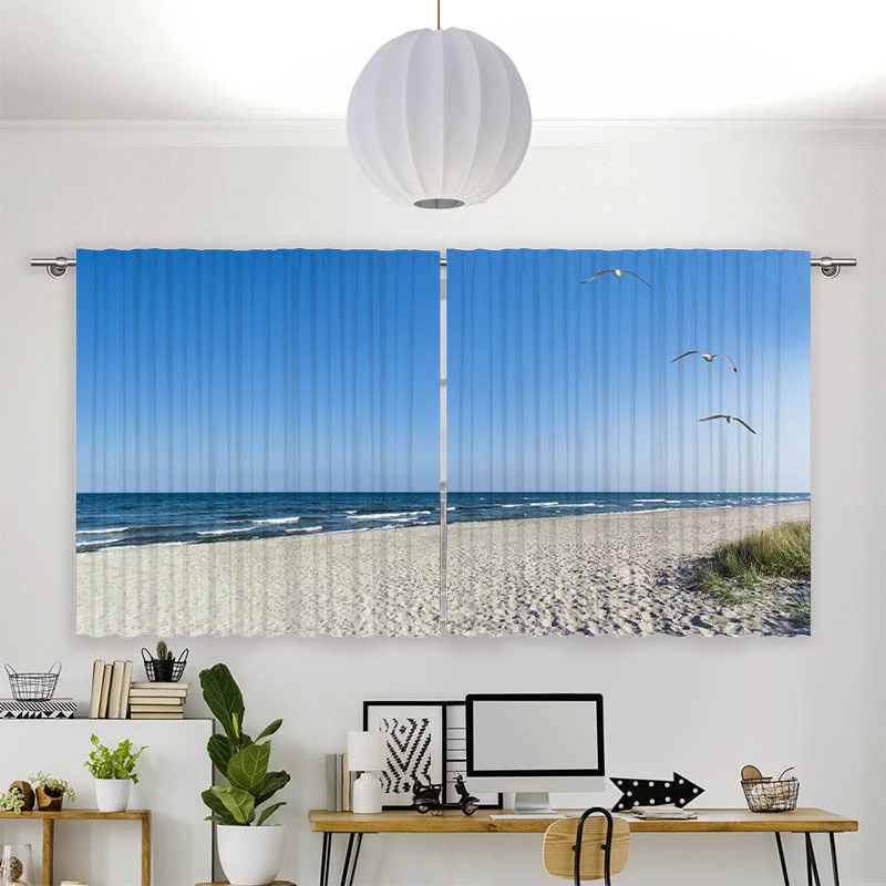 Vorhang Motiv "Strand mit Moewen"