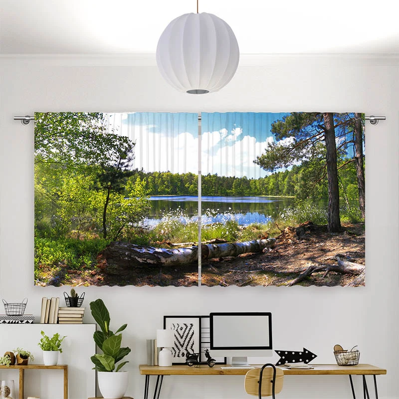 Vorhang Motiv "Waldsee Panorama"