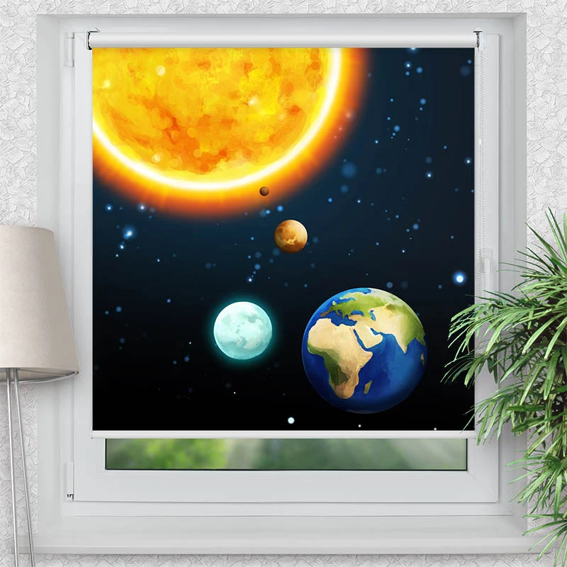 Klemmfix Rollo "Sonne und Planeten" | Motiv-Klemmrollo