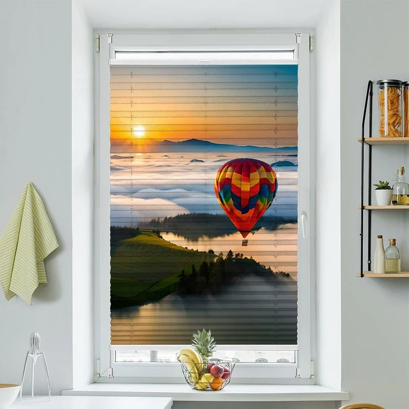 Plissee Motiv "Heissluftballon Berge"
