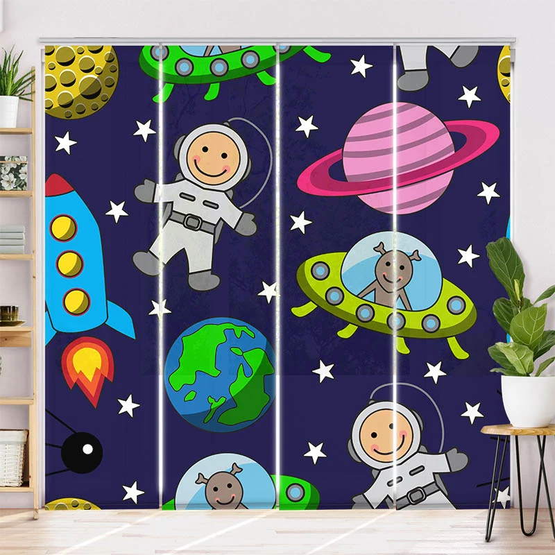 Schiebegardine Motiv "Astronauten im Weltraum"
