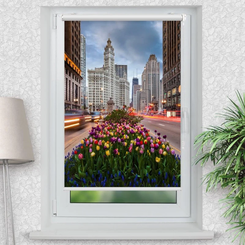 Klemmfix Rollo "Chicago Tulpen" | Motiv-Klemmrollo