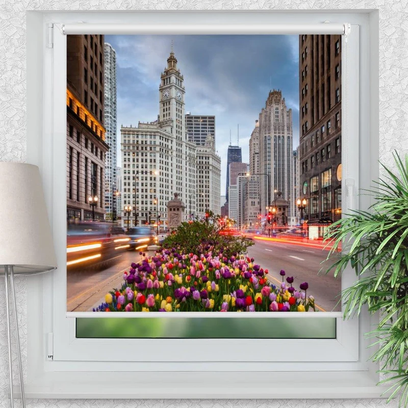 Klemmfix Rollo "Chicago Tulpen" | Motiv-Klemmrollo