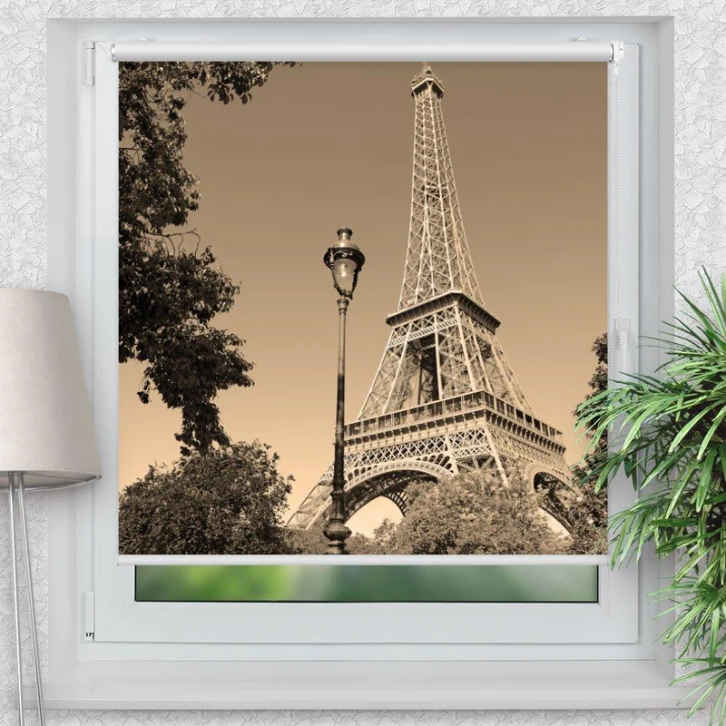 Klemmfix Rollo "Eifelturm Sepia" | Motiv-Klemmrollo