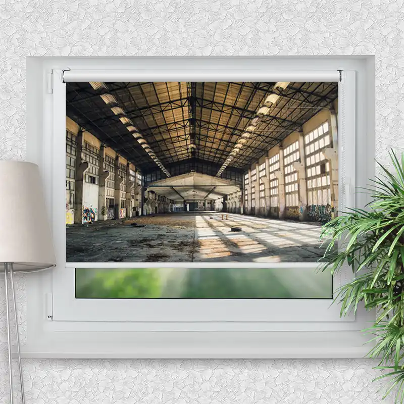 Klemmfix Rollo "Verlassene Industriehalle" | Motiv-Klemmrollo
