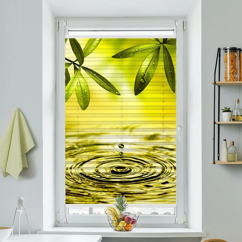 Wabenplissee Motiv "Olivenbaum Wasser Tropfen"
