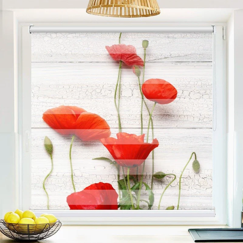 Klemmfix Doppelrollo "Mohn rot" | Klemm Doppelrollo