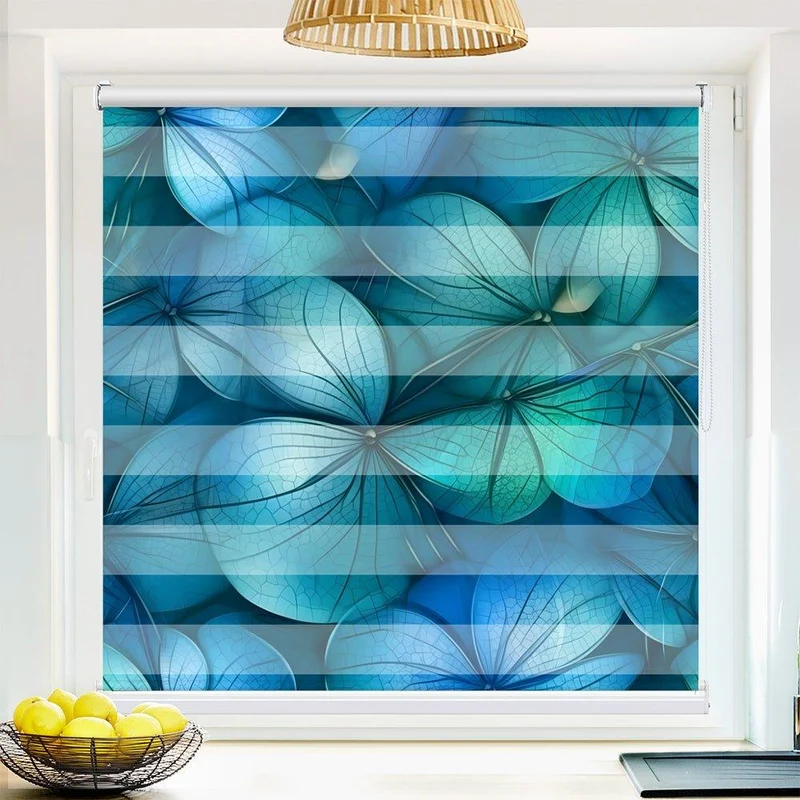 Klemmfix Doppelrollo "Blüten blau" | Klemm Doppelrollo