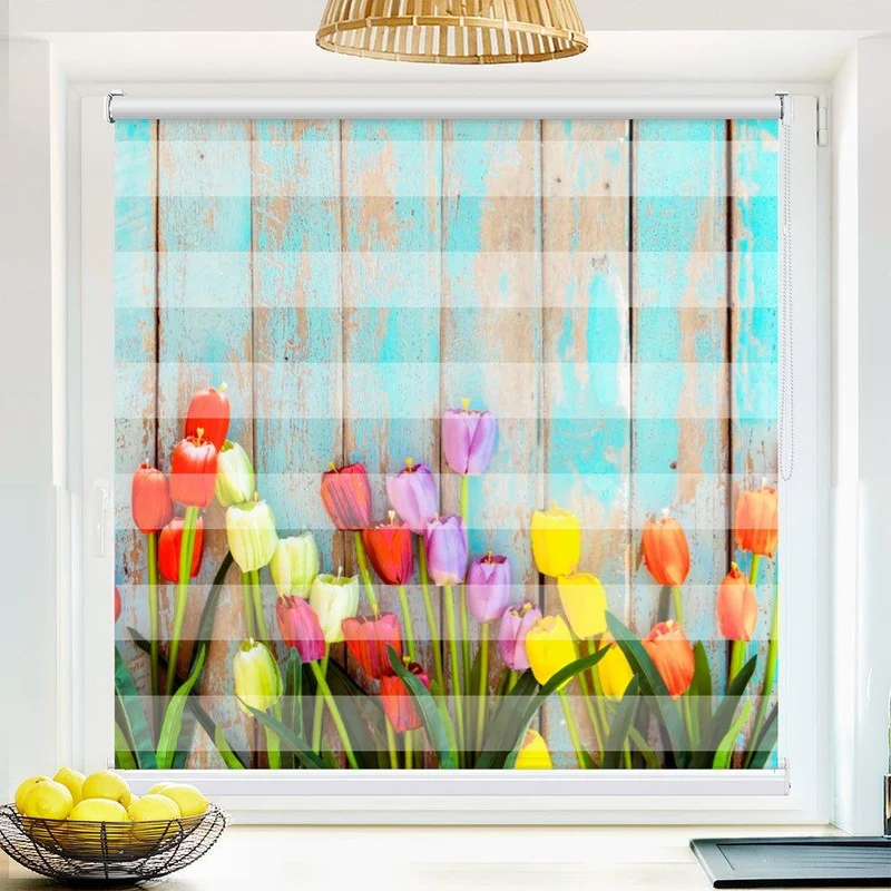Klemmfix Doppelrollo "Tulpen vintage" | Klemm Doppelrollo