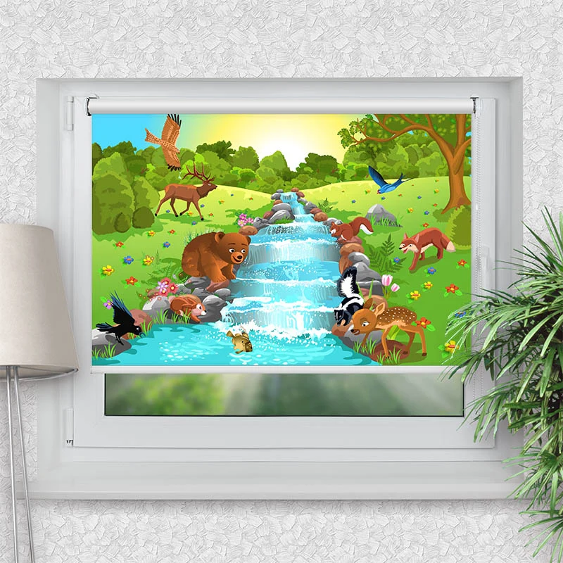 Klemmfix Rollo "Tiere am Fluss" | Motiv-Klemmrollo