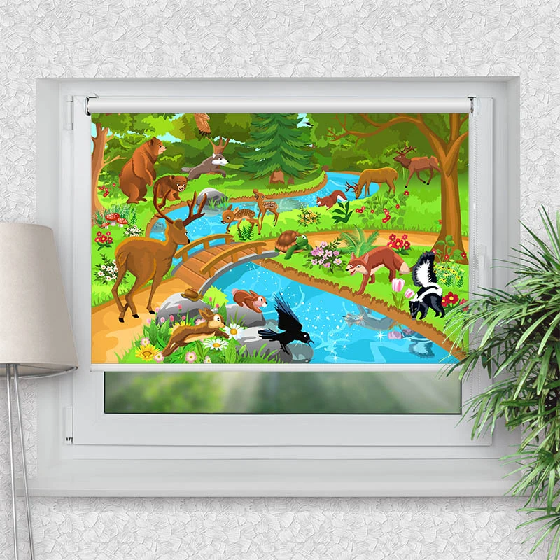 Klemmfix Rollo "Wilde Tiere am Luss" | Motiv-Klemmrollo